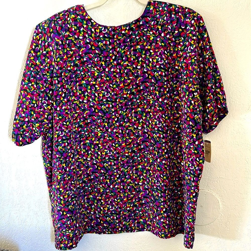 NWT 90’s Vintage Impressions Woman Short Sleeve Floral Blouse Size 42 / XL